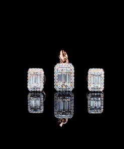 Beautiful Rose Gold Platting Pendant Set Made In 925 Sterling Silver Embellished With Shinny Moissanite Diamond For Anniversary Gift