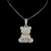 Iced Out Teddy Bear Pendant Made In 925 Sterling Silver Embellished With Shinny Moissanite Diamond For Birthday Gift